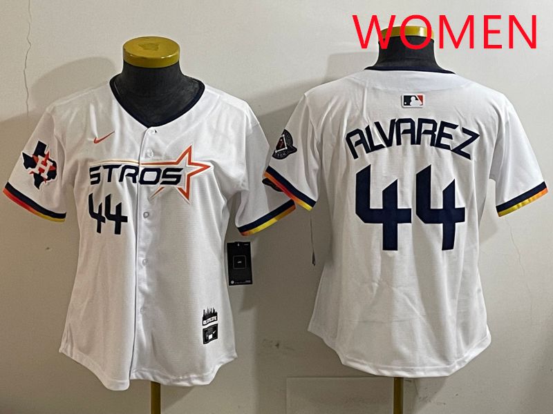 Women Houston Astros #44 Alvarez White three generations Joint Name Nike 2025 MLB Jersey style 5->women mlb jersey->Women Jersey
